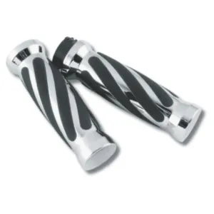 Bikers Choice 81-17 XL & Big Twin Dual Cable Chrome & Black Twisted Grips Pr